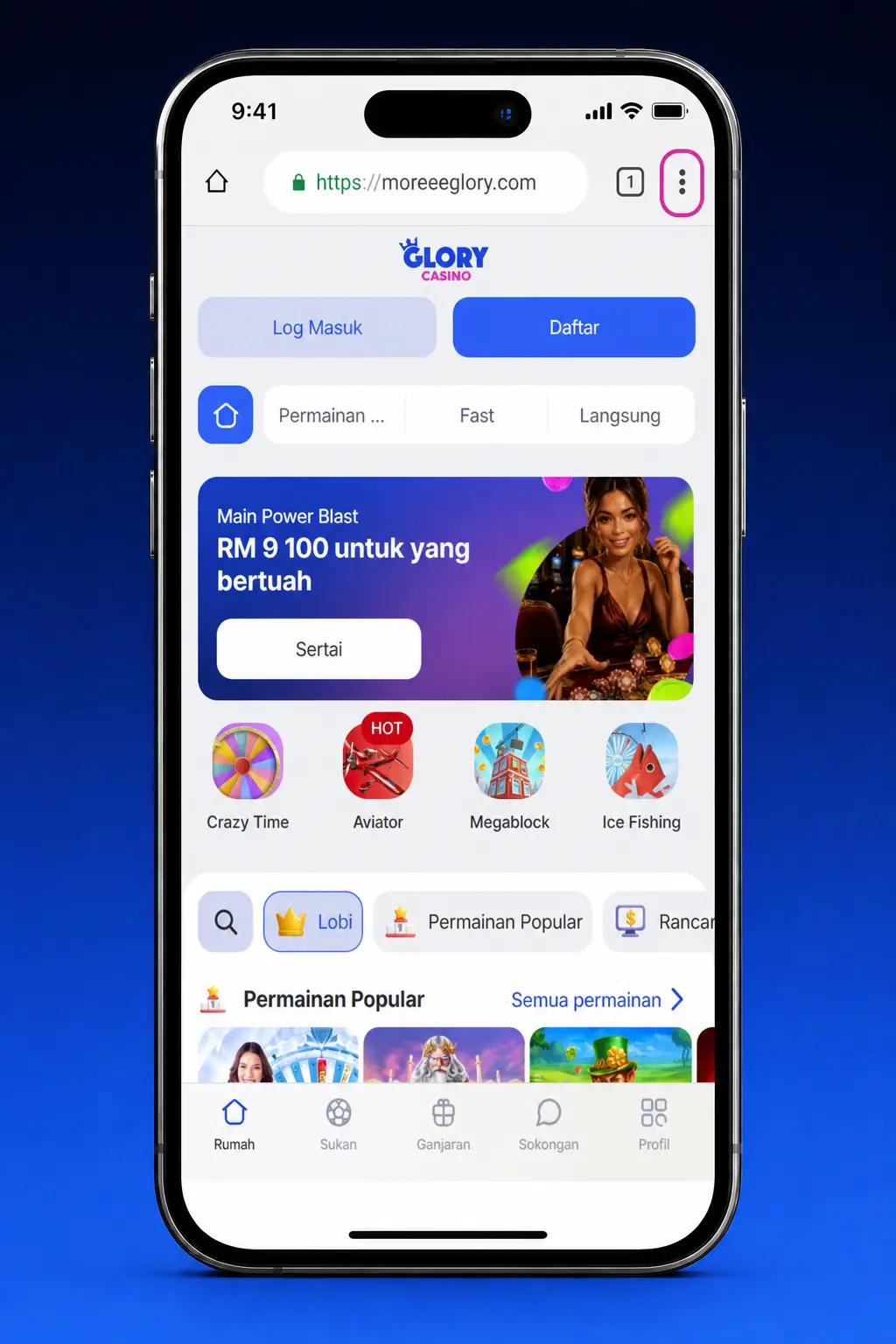 Step-by-step guide showing how to download and install the Glory Casino APK on Android in 4 simple steps