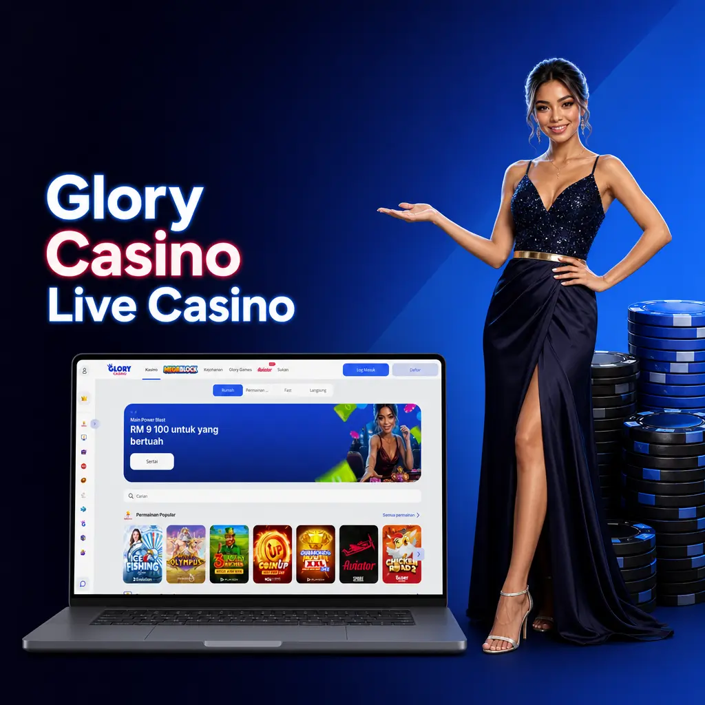 Glory Casino live dealer tables featuring roulette, blackjack, baccarat, poker, and game shows like Crazy Time.