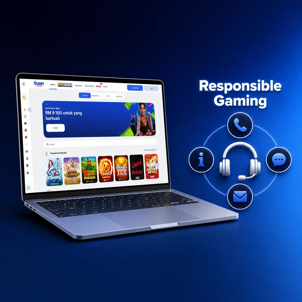 Glory Casino Responsible Gaming tools: deposit and loss limits, session reminders, self-exclusion, and activity summaries for account control.