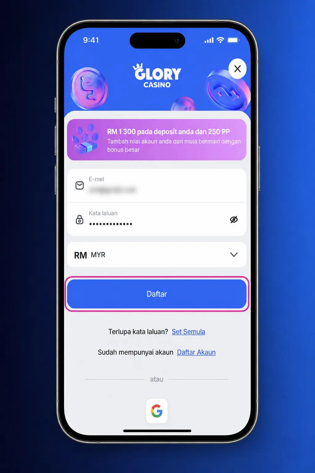 Step-by-step guide to registering, verifying, depositing, and claiming a welcome bonus at Glory Casino