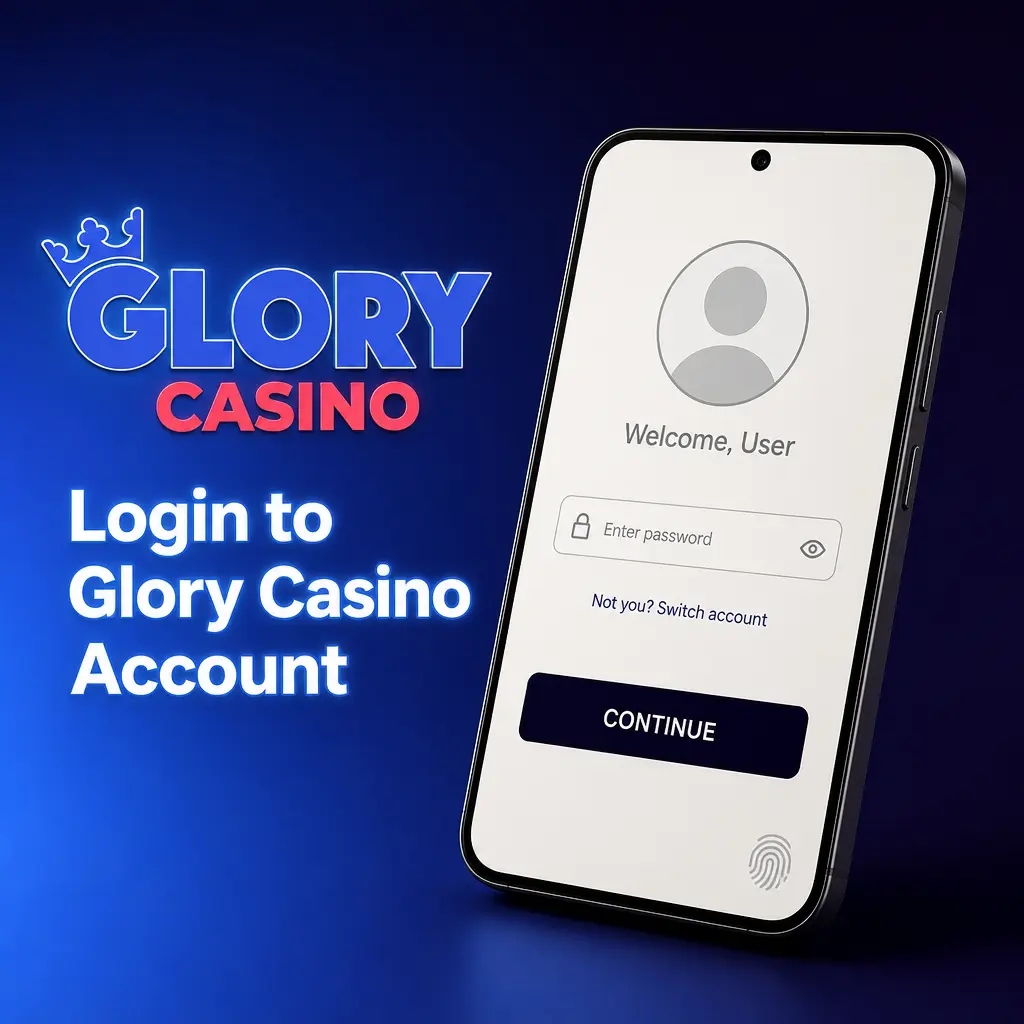 Glory Casino login screen showing phone number or email and password fields for quick account access